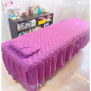 Massage Bed Cover With Skirt High-End Beauty Bed Sheet with Hole And phone bag