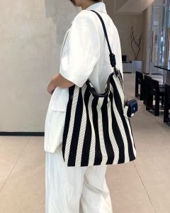 Trendy Canvas Leather Tote Bag Womens Shoulder Bucket Bag Large Capacity Handbag City Simple Style Daily Match Poetic Sails