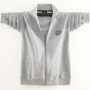 เสื้อแจ็คเก็ตคาร์ดิแกนเปิดชายผ้าฝ้ายแท้บางฤดูใบไม้ร่วงสำหรับผู้ชาย ขนาดใหญ่ หลวมๆ ลำลอง สปอร์ต เสื้อแจ็คเก็ตแบบมีซิป