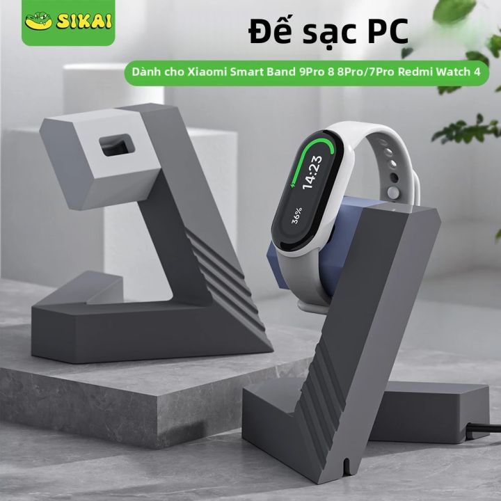 Hình Học Đế Sạc PC Cho Xiaomi Band 9/9Pro/8/8Pro/Redmi Watch 4 Cáp Sạc USB Giá Đỡ Phụ Kiện Thông Minh