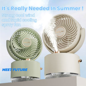 Camping Fan Desk Fan Portable Fan Strong Wind Rechargeable USB Battery 8000mAh 3 Speed Oscillating Water Spray Cooling Fan Table Small Fan Air Cooler Humidifier Fan