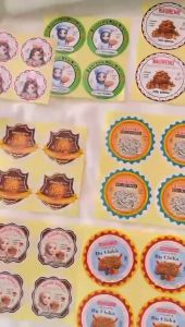 9-15 Cetak Print Sticker Edisi Makanan Ringan Basreng Pedas Cemilan Baso Goreng Bentuk Bulat Zennida