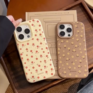 Full screen small flower brown soft case for iPhone 11 12 13 14 15 16 Pro Max Anti fall protective cover for iPhone 11 case