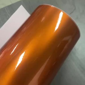 Premium Candy Gloss Metallic Orange Vinyl Wrap Film Roll Self Adhesive Decal Sticker Automotive Car Wrapping Foil  Air Release