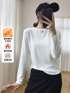 เสื้อยืดแขนยาวผู้หญิง ทรงพื้นฐาน สีสันสดใส นุ่ม สบายๆ ฤดูใบไม้ผลิ 2025 เสื้อชั้นในด้านใน ทรงหลวม คอตั้ง