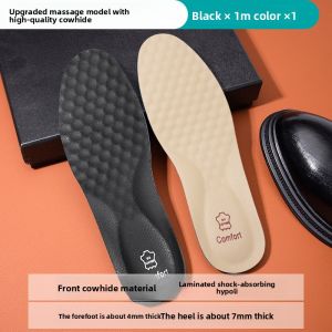 Mens Leather Insoles Shock Absorption Breathable Sweat Absorbing Anti-Odor Soft Sole