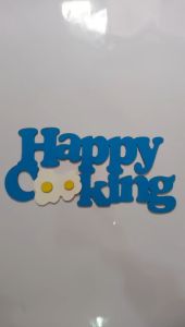 Pajangan Dinding Dapur TELUR Happy Cooking Motif Timbul Kayu Ukuran 30x13cm