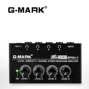 G-MARK | Headphone Amplifier G-MARK EPMH4 4 Channels Metal Stereo Audio Mini Earphone Splitter With Power Adapter