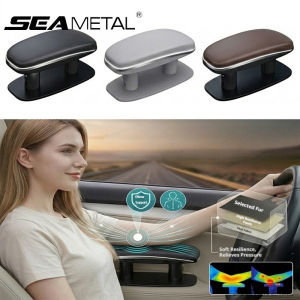 SEAMETAL | SEAMETAL Universal Car Door Armrest Pad Adjustable Height Relieve Arm Fatigue PU Leather Surface Easy Installation Car Armrest