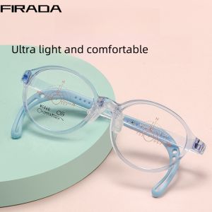 FIRADA Fashion Transparent Eyewear Girls Vintage Comfortable Glasses Boys Optical Prescription Eyeglasses Frame Children M5860ET