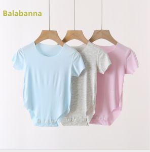 ชุดนอนแบบสวมหัวแขนสั้นผ้าโมดอลสำหรับเด็กแรกเกิดและเด็กวัยเตาะแตะ ชุดนอนฤดูร้อนแบบบาง ไม่มีกระดูก ชุดคลุมท้องแบบสวมหัวสำหรับเด็กชายและเด็กหญิง