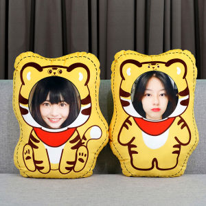 DIY Photo Pillow Plush Sleep Doll Birthday Toy for Boyfriend Customizable Stuffed Tiger Doll Soft PP Cotton Filled Toy