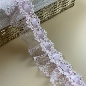 วัสดุตกแต่ง DIY สำหรับเสื้อผ้าเด็กสไตล์โลลิต้า ขอบลูกไม้ ปม ตกแต่งกระโปรง ขอบคอก งานฝีมือ ผ้าฝ้ายผสม