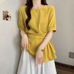AIYITI | Large Size Waist-Cinching Concealing Elegant Short Sleeve Shirt