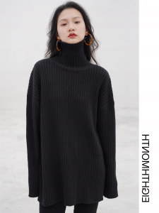 Womens High Neck Knitwear Thickened Loose Fit Autumn Winter Long Sleeve Warm Sweater Casual Versatile Stylish Inner Wear Base Shirt