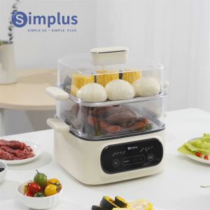 Simplus Electric Food Steamer丨2-Tier 11L Capacity丨2-in-1 Steam and Boil丨24h Reservation丨8 Preset Programs丨Stainless Steel Trays