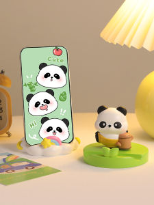 Cute Panda Phone Stand Creative Desktop Decorations Stable Mood Gift for Birthday Friends Colleagues Resin Handmade Craft