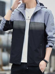 ROMON | Romon Mens Casual Sporty Outdoor Jacket Windproof Short Workwear Coat Spring Autumn New Style Loose Fit Zipper Closure Fashion Urban Style Polyester Fiber
