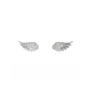 Fashion Silver Color Zircon Wing Stud Earrings for Women Luxury Shiny Crystal Geometric Personality Ear Bone Nail Jewelry Gifts