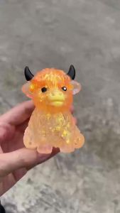 Cute Maltose Squishy Glitter Highland Cow Squeeze Toys Soft Animal Slow Rising Anti Stress Relieve Anxiety Sensory Fidget Toy