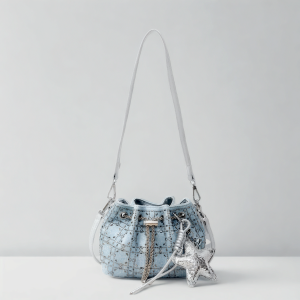 Casual Chic Womens Bucket Bag Lightweight Denim Crossbody Shoulder Bag Versatile Fashionable New 2025 Soft PU Leather Material