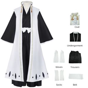Anime Bleach Kuchiki Byakuya Cosplay Costume Gotei 13 Captain White Cloak Combat Uniform Adult Man Halloween Carnival Party Suit