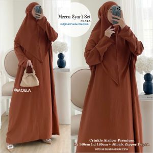 GAMIS DRESS SET SYARI MECCA + HIJAB LD 160 BY MOELA BERLABEL GAMIS POLOS JUMBO SYARI
