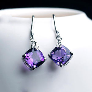 Elegant Retro Purple Crystal Imitation Long Earrings