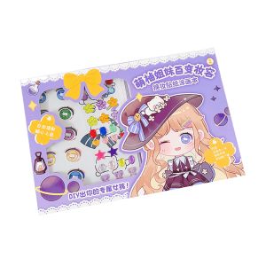 H2Z Cute Pomelo Sisters Princess Makeup Sticker Set Kids DIY Coloring Book w/ Glittery Crystal Diamond Decorations SZ310