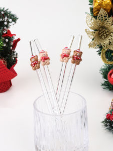 1/4PCS Christmas Bear Decorated Curved Straws Perfect for Daily Use and Christmas Parties Ideal Gift for Friends and Family