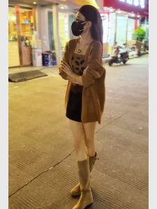 Caramel Knitted Open Cardigan Outerwear Womens Loose Fitting Elegant Beautiful Small Fragrance Style Top for Autumn 2025