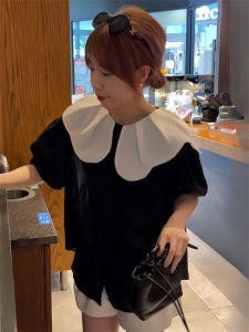 French Doll Collar Short Sleeve Shirt Womens Summer Style 2025 New Bubble Sleeve Fashionable Anti-Aging Small Top