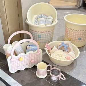 Thickened Plastic Face Washing Basin Laundry Bucket Student Dormitory Bathroom Set Large Size Home Use Ins Style Bucket
