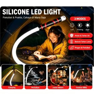 KEBETEME Flexible Silicone LED Camping Light Bendable Rechargeable LED Strip Lamp 3 Dimming Modes Long Lasting Battery Waterproof Portable Tent Reading Light for Outdoor Travel Hiking
