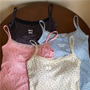 Áo Ba Lỗ Ren Hoa Pure Desire Style Có Đệm Ngực Ngắn Mặc Ngoài Trời Áo Ba Lỗ Hở Lưng Gợi Cảm Cho Nữ Mùa Hè 2024