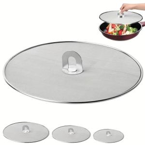 Stainless Steel Splatter Screen - 9/11/12inch  Splash Proof Oil Splatter Cover with Foldable Handle for Kitchen Cooking