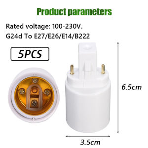 5Pcs E27 To G24 Adapter LED Light Screw Bulb Socket Bulb Converter