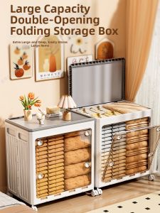 XUNHUAI | Large Capacity Household Storage Box Flip Cover Wheeled Folding Organizer