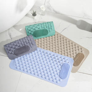 Non Slip Shower Mat with Foot Scrubber Anti Slip Bath Mat with Feet Massage Bathtub Mat with Antislip Suction Cups and Drain Holes