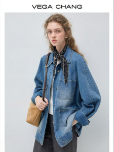 VEGA CHANG | Áo Khoác Jeans Phong Cách Slack