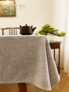 New Chinese Style Tablecloth High End Dining Long Rectangle Zen Cotton Linen Tea Table Tea Desk Cover Pure Color Home Decor