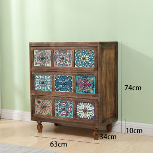 American Retro Multi-Functional Wall-Mounted Storage Cabinet Simple Solid Wood Living Room Multi-Layer Small Cabinet