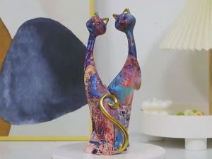 SELA European Style Home Decoration Ornaments Creative Oil Painting Couple Cat Animal