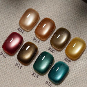 MIANEL 1-16PCS 12ML Autumn Fenglin Cat Eye Gel Nail Polish 2025 New Advanced Flash Glass Bead Nail Polish Brown Nails Fall Nails