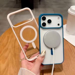 Fashion For Magsafe Wireless Charge Phone Case for IPhone 18 17 Air 16 15 14 Plus 13 12 Pro Max Transparent Acrylic Back Cover