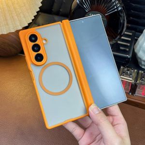 Soft Hinge Cover For Samsung Galaxy Z Fold 7 6 5 Case Magsafe Frosted Hard