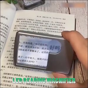 3X 6X Mini Kartu Kredit Kaca Pembesar LED Ukuran Kartu Kredit Case Kulit Membantu Membaca