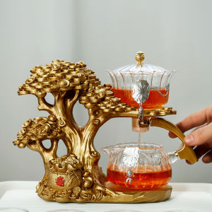 Automatic Glass Tea Set Zhaochai Tree Whole Set Lazy Person Tea Brewing Device Luxury Tea Cup Teapot Chinese Style Simple Wind
