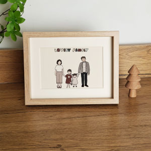 Minimalist Hand-Painted Cartoon Family of Three Happy Family Wedding Gift Hallway Chest of Drawers Living Room Table Painting Decorative Painting
