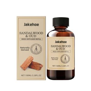 Jakehoe | Jakehoe Sandalwood & Oud Reed Diffuser Refill Odor Remover Room Freshener Fragrance for Bedroom Bathroom Essential Oil Diffuser